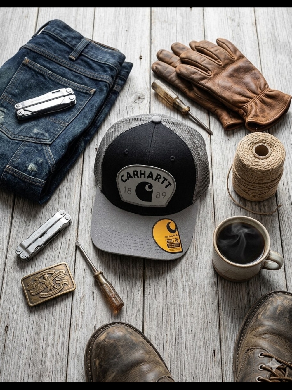Carhartt Black & Gray Patch Trucker Cap